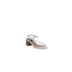 AQUA Womens White Strappy Amy Open Toe Block Heel Buckle Slingback Sandal 8 M